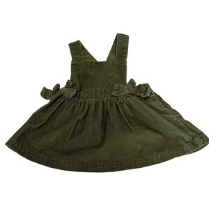 Just One You Carter's Baby Girl Olive Green Corduroy Pinafore Dress 3M Bows